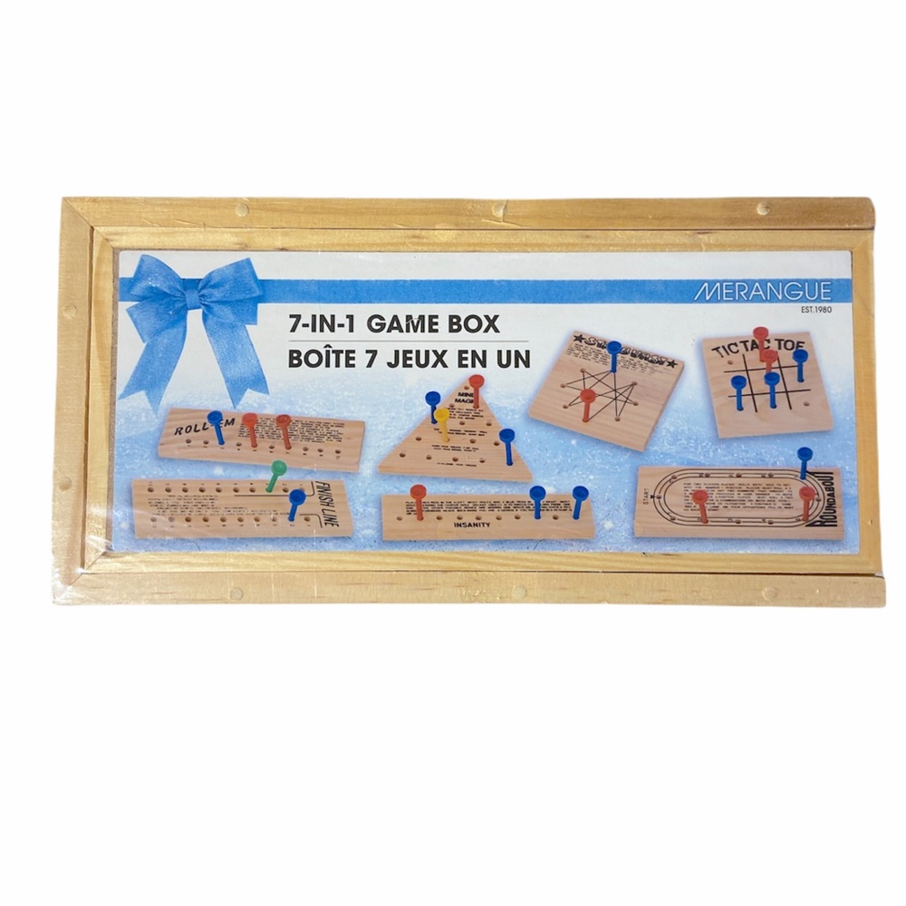 Merangue 7 in 1 Assorted Games Wood With Storage Case Sealed